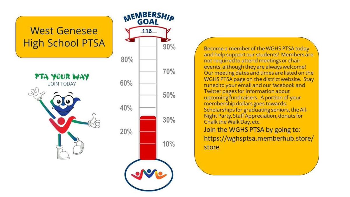 WGHSPTSA's tweet image. Help us meet our membership goal by joining today at wghsptsa.memberhub.com/store
