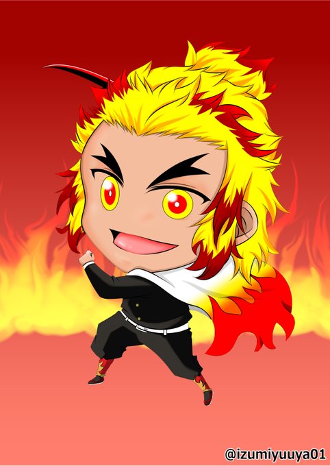 真叶(マナト)さんがTwitterに投稿した煉獄杏寿郎(鬼滅の刃)のイラスト。
