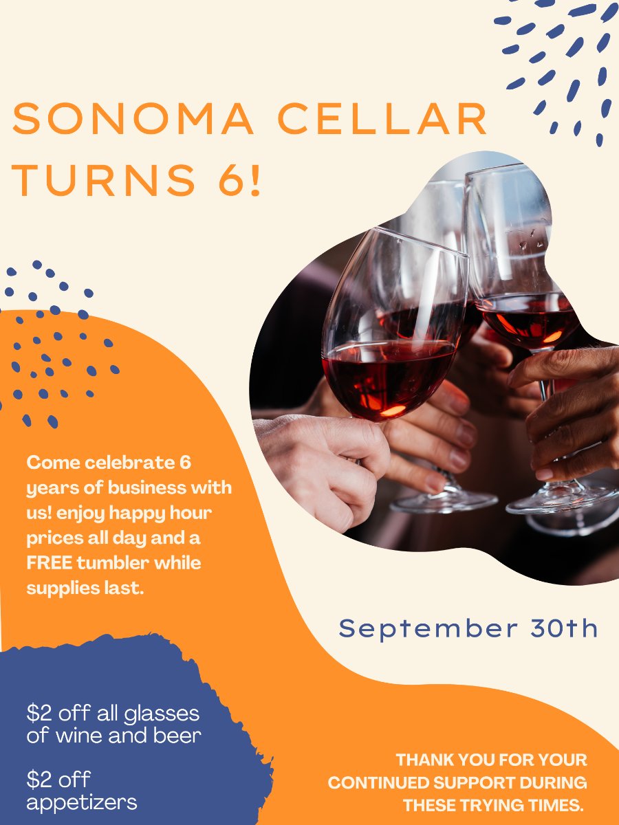 mysonomacellar's tweet photo. Sonoma Turns 6 | Wine Club Soiree Changes | New hours - https://t.co/1tN68trkA8 https://t.co/nFY4XMETbf