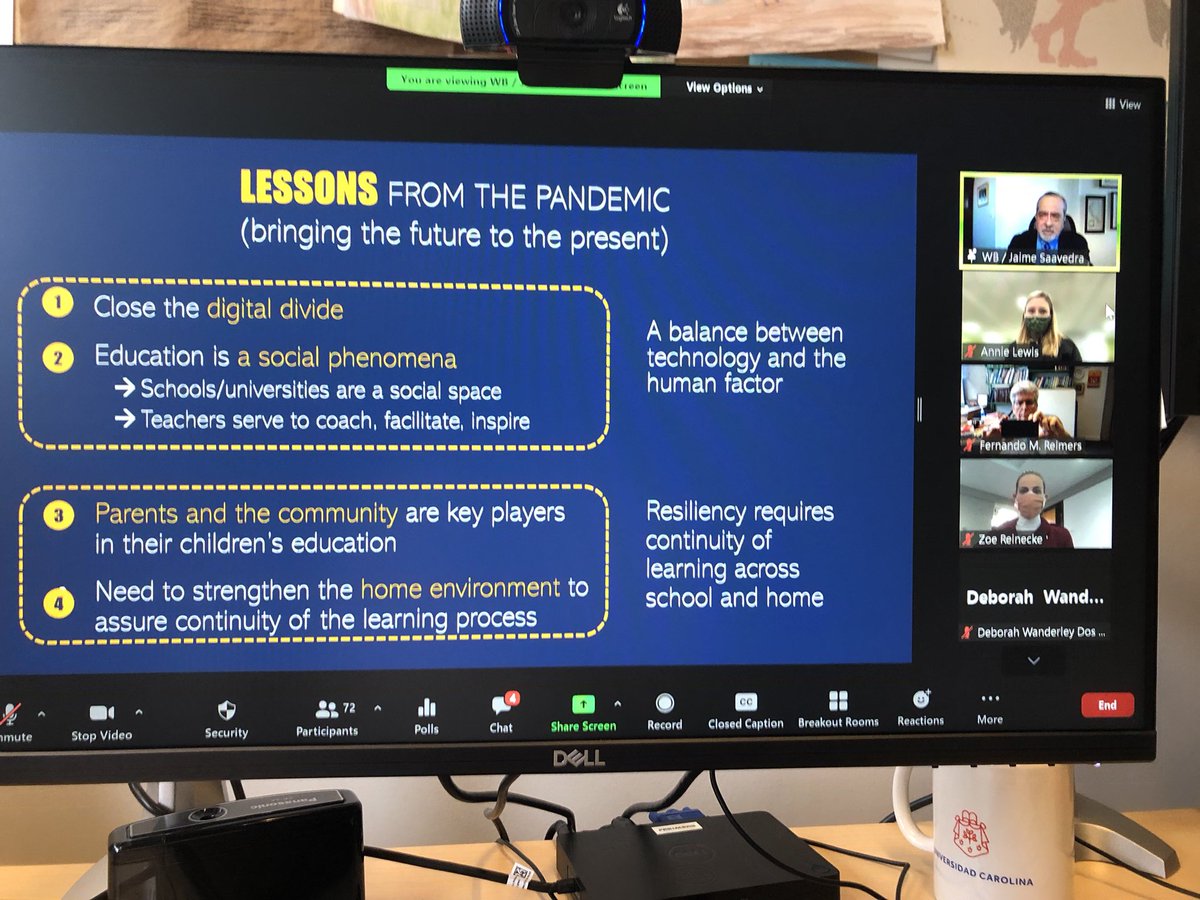 FernandoReimers's tweet photo. Such a pleasure to be in conversation with @jaimesaavedra22 @wbg_education @worldbank about education and the Covid—19 crisis in education policy analysis course in comparative perspective @hgse https://t.co/rYMDhTy62j
