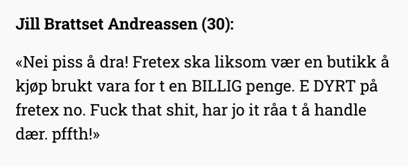 criwestx's tweet photo. I en artikkel i Adressa kritiseres prispolitikken til Fretex, at de er blitt dyre sammenlignet med H&amp;M. Men jeg klarer ikke se på annet enn språket til en person på 30, og tenker at sjargongen har forandret seg betydelig siden jeg var 30. #gubbe https://t.co/8DOsFf7Yz3