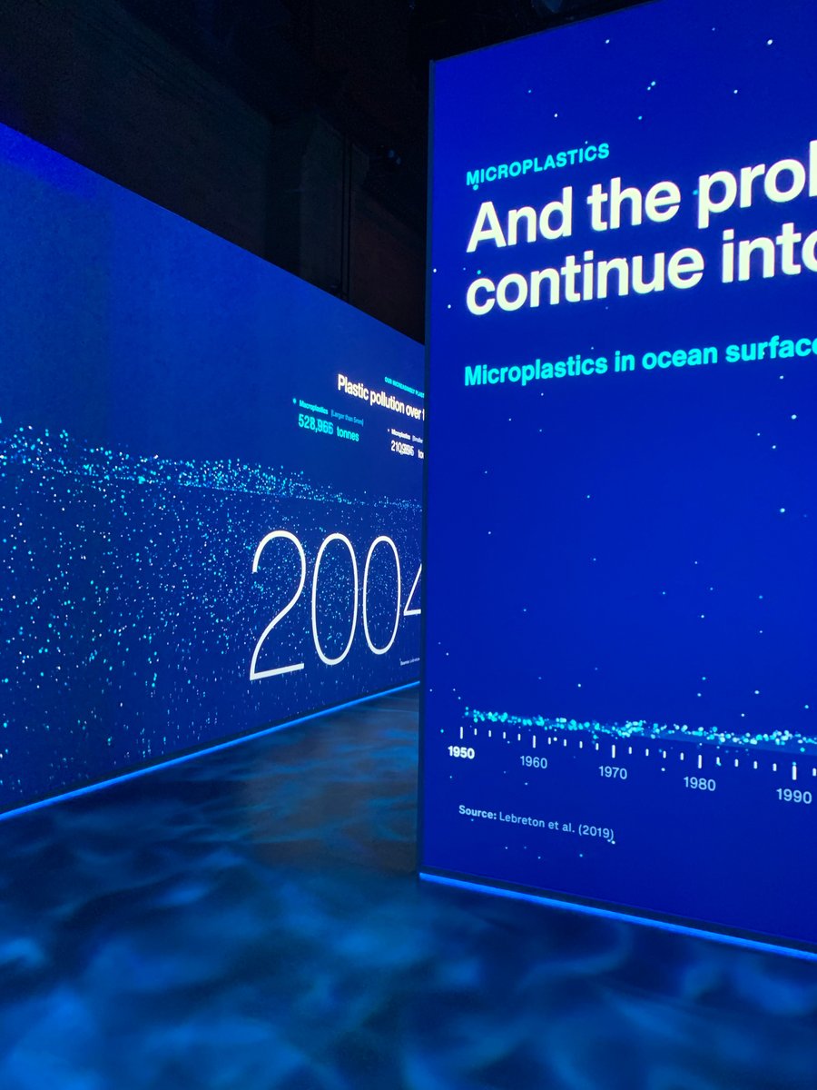 set__reset's tweet image. New work: Images of our full room installation for @theblueparadox exhibition. Displaying the true impact of ocean plastic pollution through immersive visualisation and animation. #dataviz #dataart #exhibition