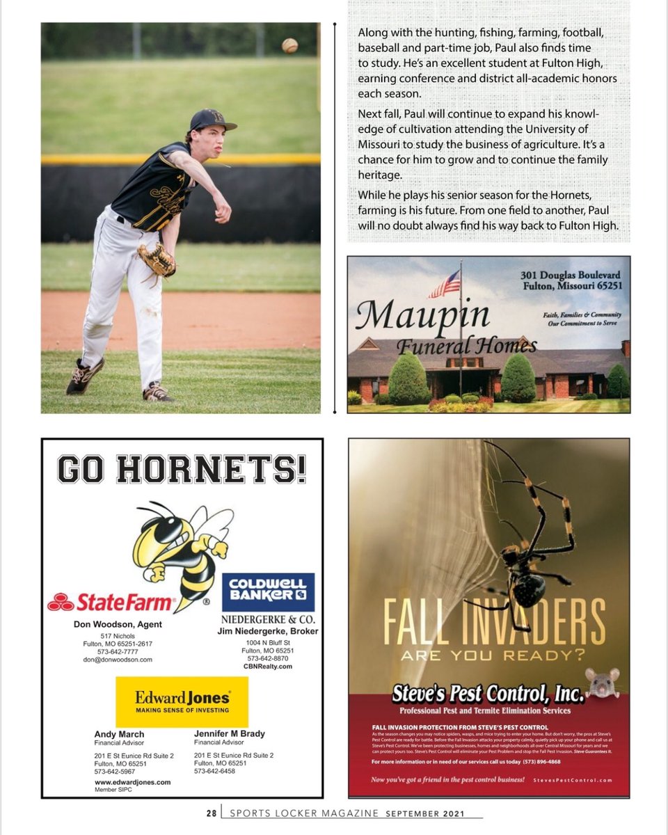 Fulton is Family! Another good story in the latest issue <a href="/SportsLockerMag/">Sports Locker Magazine</a>! Hornets Senior Paul Houf has worked hard to earn his place in Fulton football &amp; baseball. He’s also a proud part of his farm family! <a href="/FPSActivities/">Fulton Activities</a> @FultonBallCoach <a href="/FPSHornets/">Fulton Public Schools</a>
