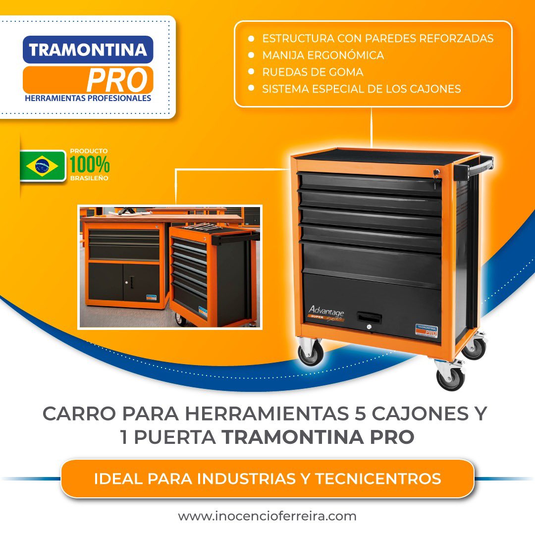 CARRO PARA HERRAMIENTAS 1 CAJON TRAMONTINA PRO - HERRAMIENTAS