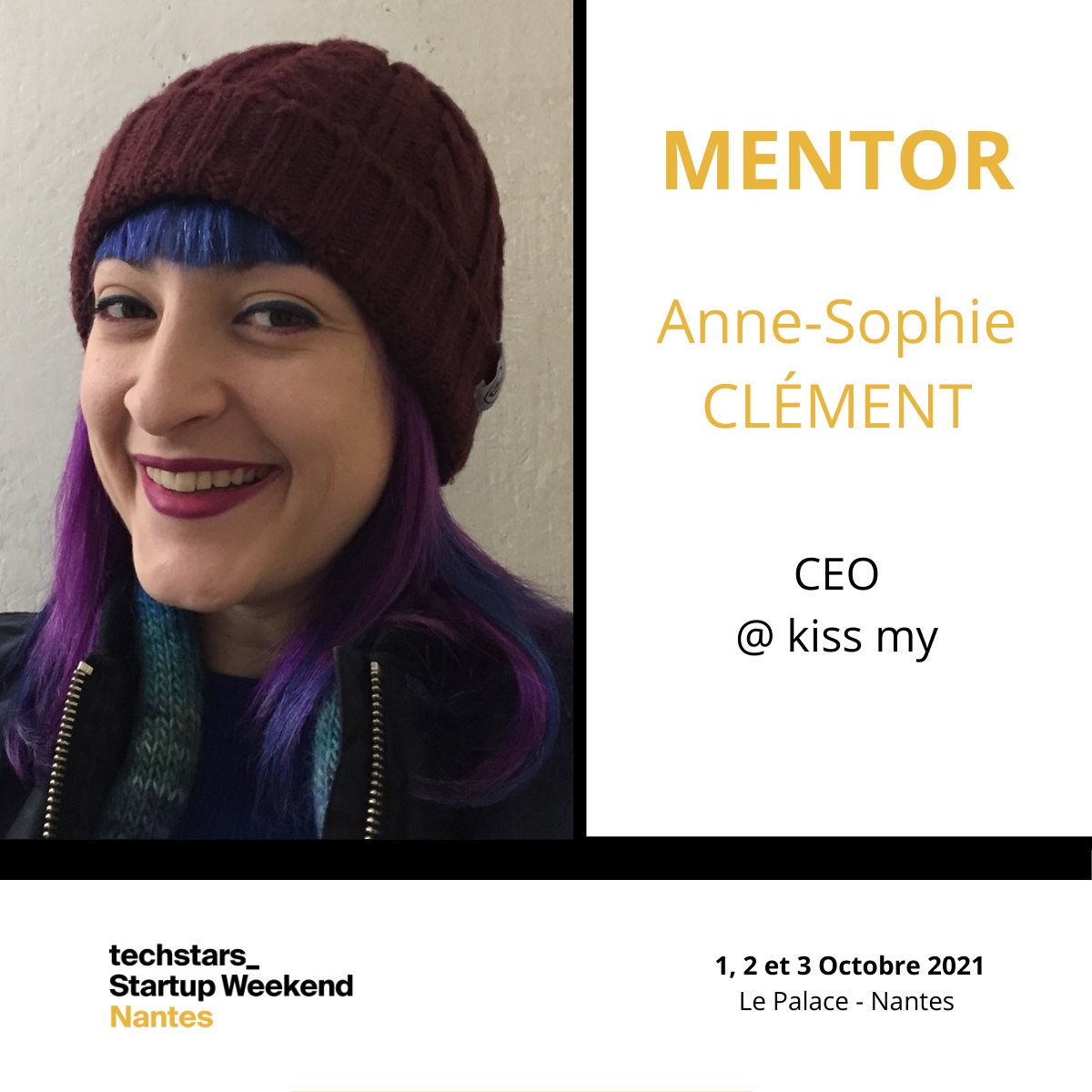 Qui dit incroyable édition dit incroyable mentor, avec la participation de @AnneSoWild 💪

Et si vous n'avez pas encore votre billet pour le Startup Weekend Nantes, c'est par ici : 
👉 urlr.me/bVxt3

⚠️ Faites-vite, il ne reste plus beaucoup de temps⏳