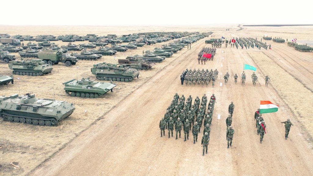 adgpi's tweet photo. Exercise #PeacefulMission2021

Multi Nation Joint Military Exercise #PeacefulMission2021 of #SCO Nations culminated today. The closing ceremony was marked by march past &amp; equipment display. https://t.co/r7purT5Zzp