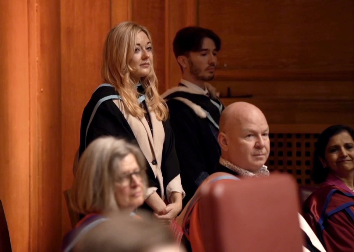 ConorHouston_'s tweet photo. Norman would be beaming with pride at his beloved daughter Chloe &amp; son Conor as they accept his Honorary Degree @QUBelfast 

Fitting that it was conferred by the new Chancellor @HillaryClinton given how much Dr Norman Houston OBE did to build relationships between NI &amp; US https://t.co/7p0tpWFgvX