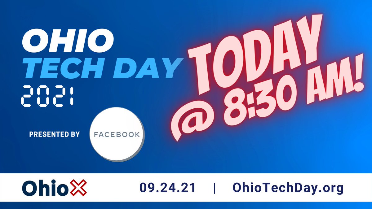OhioXOrg's tweet photo. It's #OhioTechDay presented by @facebook!
Here's how to get involved:
- 8:30 am: Virtual Kickoff. RSVP: https://t.co/gHBnVJL7rA
- 10:30 am to end of day: Companies, schools, and orgs are hosting regional + virtual celebrations.
- Use #OhioTechDay to get your tech trending! https://t.co/EfusZuO2E7