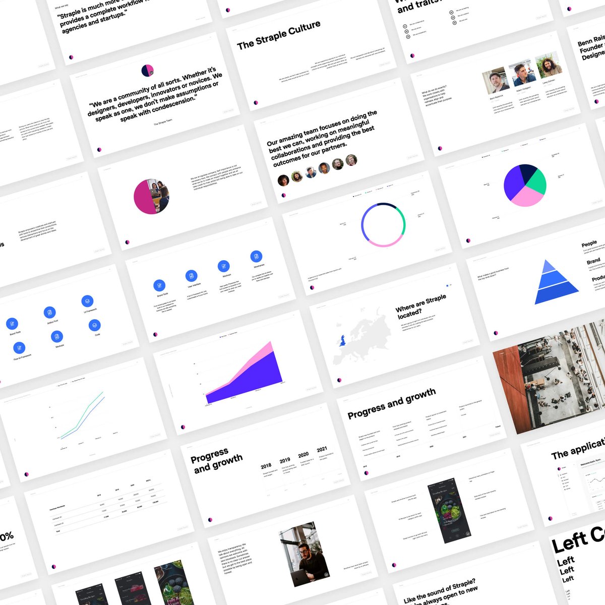 StrapleDS's tweet photo. After years of developing pitch and presentation decks in agency life...we thought it was a super idea to include these within Straple 👏

With fully editable style guides, apply your brand quickly and consistently 🙌

#design #investment #startup #venturecapital #pitchdeck https://t.co/FkBA0IEWZp