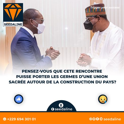 seedaoptimum's tweet photo. Etre adversaires politique n'est pas synonyme d'être ennemie. En témoigne, la rencontre d'échange du mercredi 22 septembre 2021, entre l'actuel président de la République et l'ancien chef de l'État Boni YAYI. SEEDALINE  se penche sur la question. 
#seedaline
#rencontretalonyayi https://t.co/y3CP8quP6U