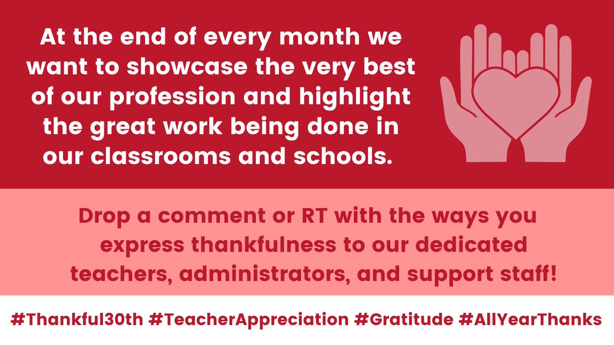 SocialEmotionalLearning (@selearningedu) on Twitter photo Every year educators work tirelessly to provide the very best learning experience for their students. This year, we're partnering with <a href="/Coach_Rudy/">R. Keeth Matheny</a> on the 30th of every month to show gratitude & appreciation for all that they do!
#thankful30th #teacherappreciation #allyearthanks Every year educators work tirelessly to provide the very best learning experience for their students. This year, we're partnering with <a href="/Coach_Rudy/">R. Keeth Matheny</a> on the 30th of every month to show gratitude & appreciation for all that they do!
#thankful30th #teacherappreciation #allyearthanks