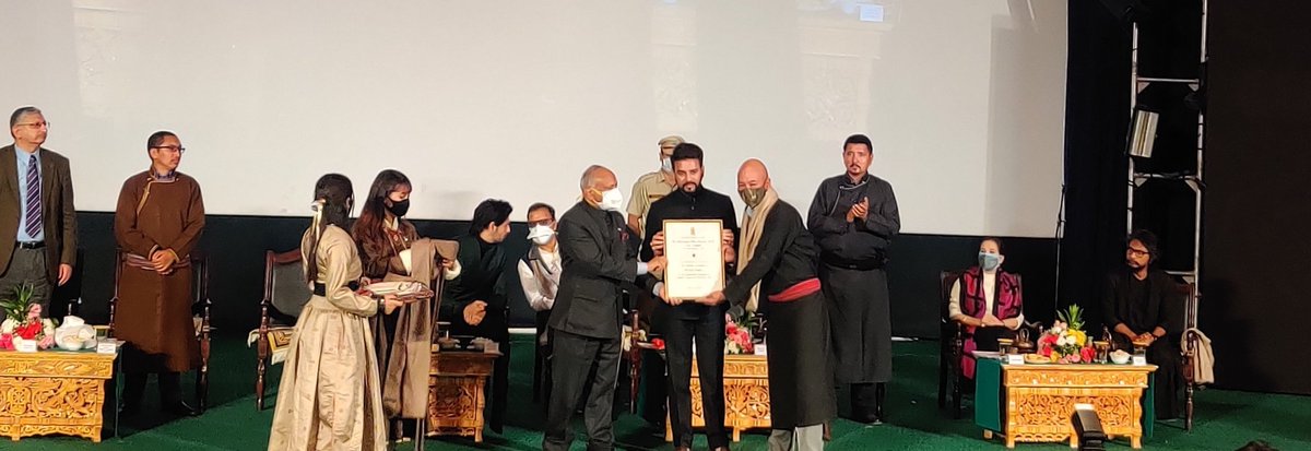 DailyExcelsior1's tweet photo. A short movie on Late. Tashi Rabgais was showcased during the #THFF . He was an eminent Scholar & Historian who has been awarded with Robe of Honour by Art Culture & Language Dept, J&K. He was felicitated for remarkable contibution to Ladakhi cinema & performing arts during #THHF https://t.co/jin9Up4FGH