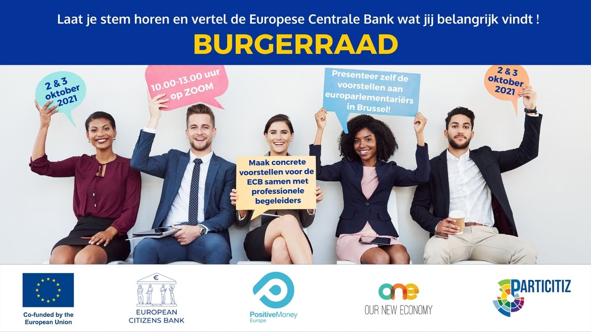 De <a href="/ECB/">European Central Bank</a> maakt beleid voor duizenden Europese banken en oefent zo invloed uit op het klimaat, de economie en de gehele maatschappij. Hoe zit het eigenlijk met inspraak van burgers? Kom naar de burgerraad op 2 en 3 oktober. ➡️Schrijf je nu in via deze link: bit.ly/3jB2o0f