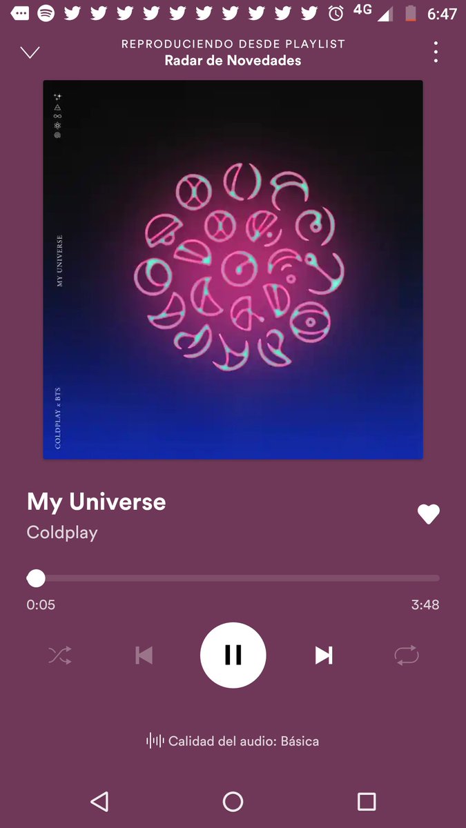 dayecamin's tweet photo. Spotifyy esta canción es todo lo que está bien en este mundo💜💜
#ColdTanIsComing
#ColdplayXBTS
#MyUniverse https://t.co/z8t0oHoT4U