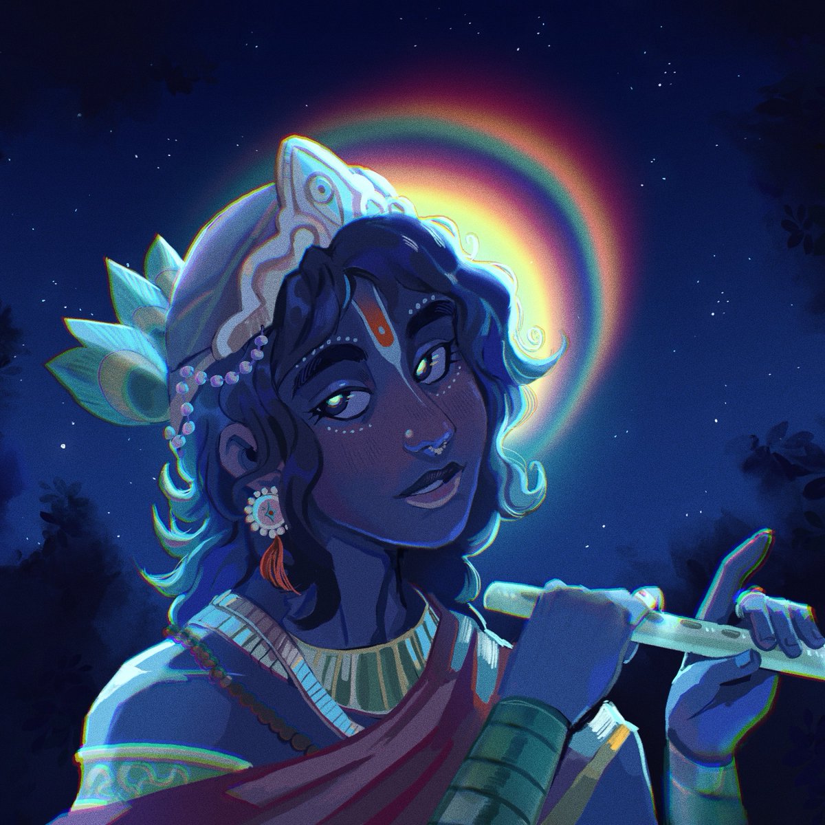 Aranyaksha's tweet photo. Hello #SouthAsianArtists! I’m Nidhi and I'm a VisDev artist with roots in Kerala, I've got a big love for folklore and theology! 🦚🦚🦚 https://t.co/hh9Dj0gHnd