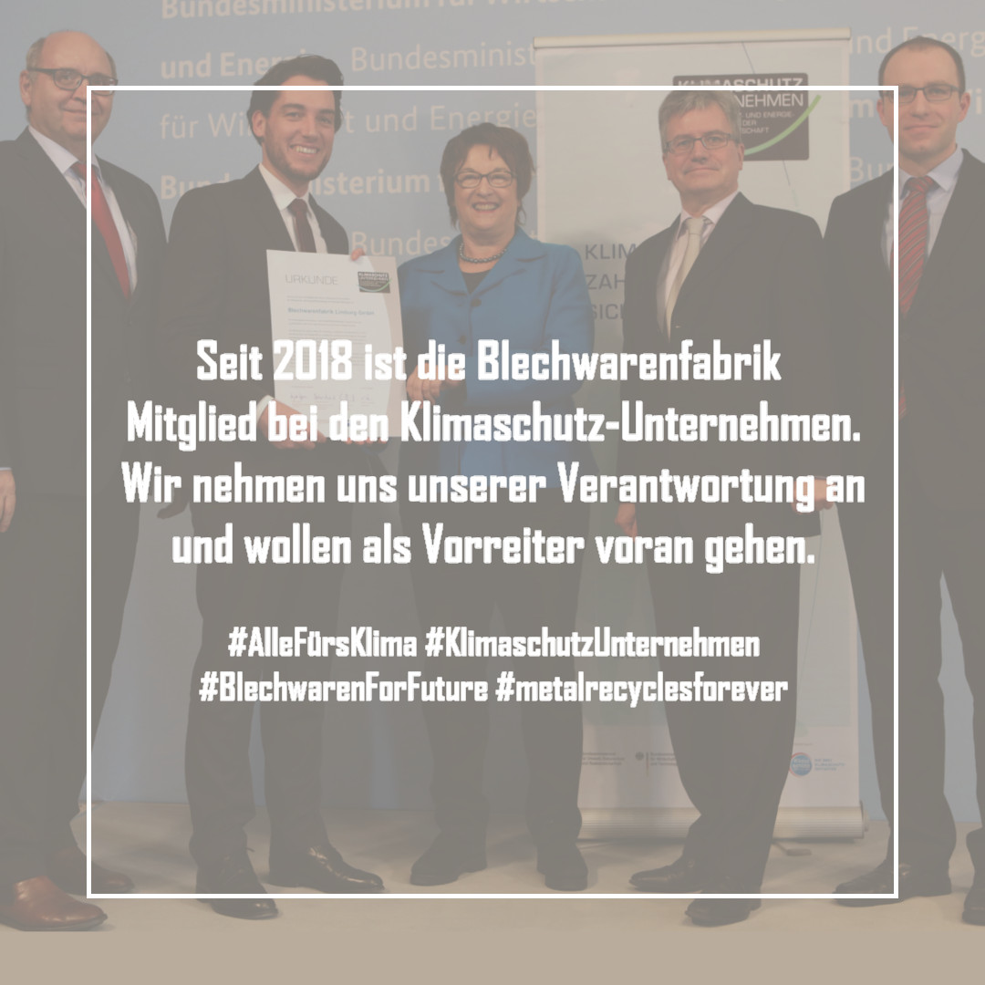 Blechwaren's tweet photo. Seit 2018 ist die Blechwaren Mitglied bei den @KlimaschutzU. Bei uns geht Ökonomie, Ökologie und Soziales Hand in Hand und schließt sich nicht aus. Man muss neue Wege auch einschlagen wollen. #Bundestagswahl21  #KlimaschutzUnternehmen #Kreislaufwirtschaft #metalrecyclesforever https://t.co/0YrjP4yK3D