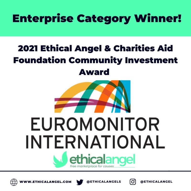 🎊 We're delighted and proud to receive the 2021 <a href="/ethicalangels/">Ethical Angels 😇</a> &amp; Charities Aid Foundation Community Investment Award in the Enterprise Category! 
Read about our 2020 CSR impacts here: bit.ly/39zoJFq
#communityinvestment #community #corporatesocialresponsibility