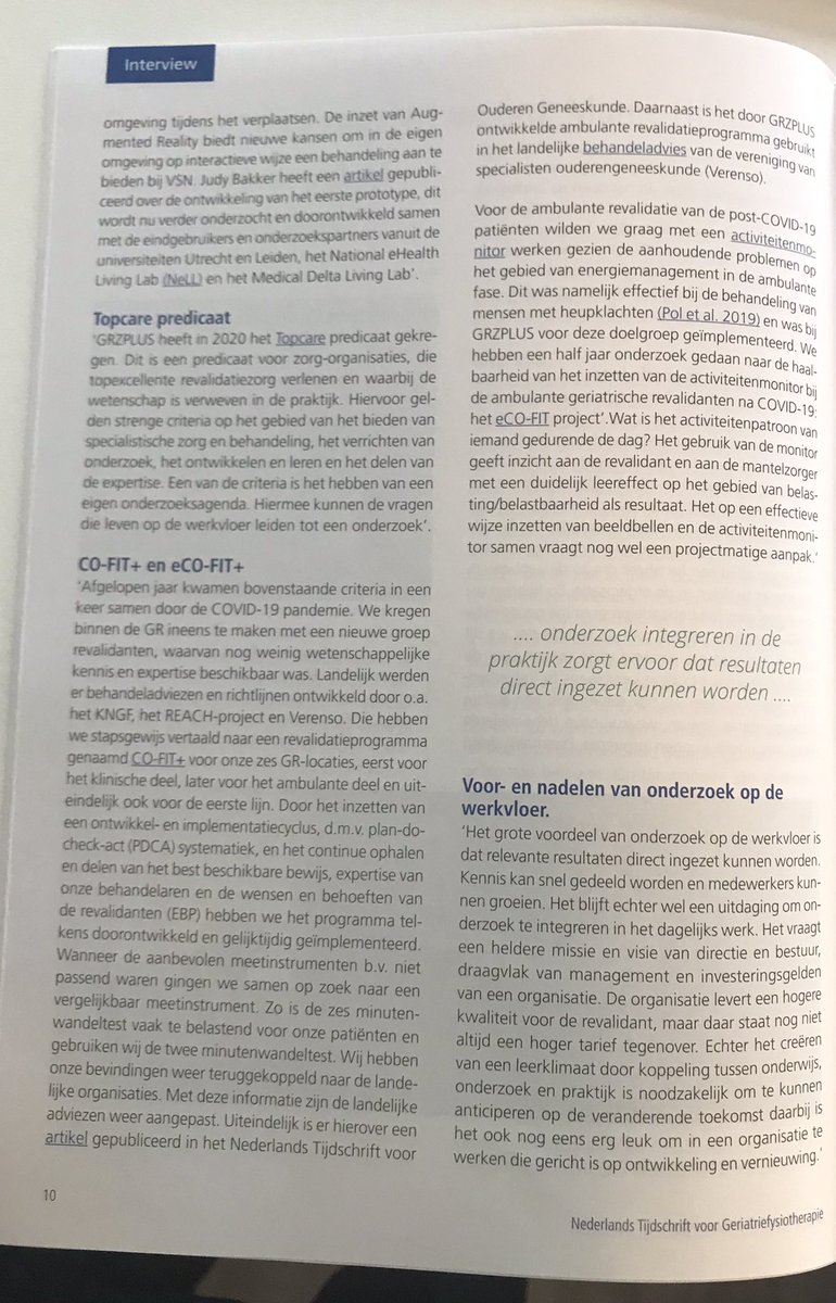 Vandaag op de deurmat; Nederlands tijdschrift @geriatrieft