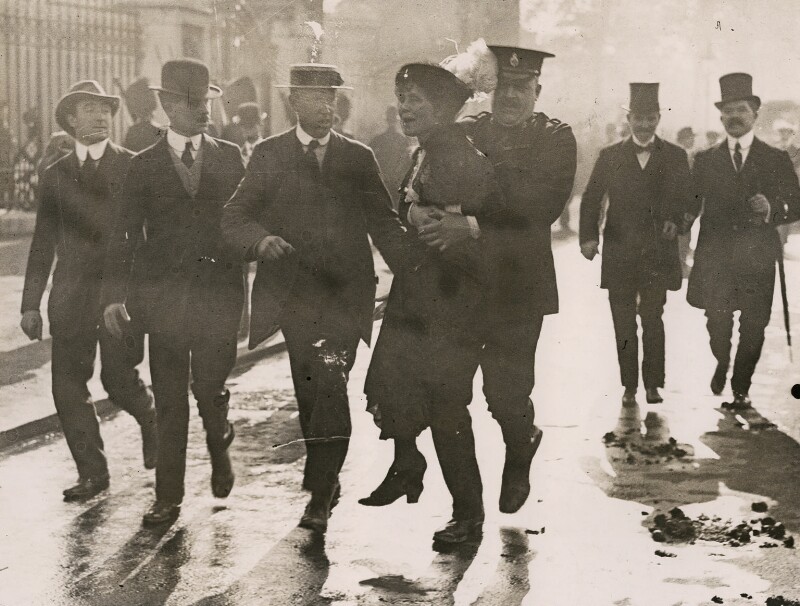 “We have to free half of the human race, the women, so that they can help to free the other half.” 
- Emmeline Pankhurst.
UK suffragette arrested, 1914 #WomensArt