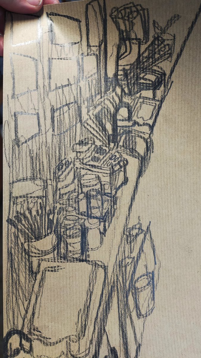 DBPrendergast's tweet image. I was pleased that my Year 12 realised I hadn't really wanted them to stay on their seats to make their drawings! The world is always more interesting sat on the floor, isn't it 🤔❤️ #teachart #drawing