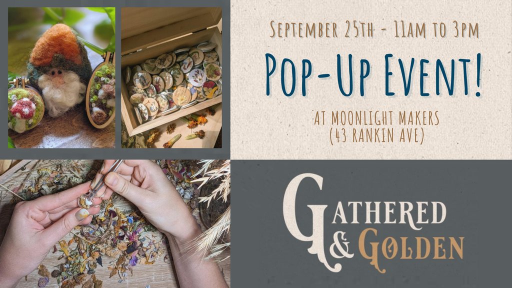 MoonlightMakers's tweet photo. Gathered &amp; Golden Pop-Up at Moonlight Makers - 43 Rankin Avenue - 9/25 from 11-3 🌾

#handmade #golden #shoplocal #shopsmall #love #community #supportlocal #supportsmallbusiness #style #entrepreneur #goingglobal #ecofriendly #shopping #moonlightmakers #screenprinting #asheville https://t.co/RrGNIQ3sGB