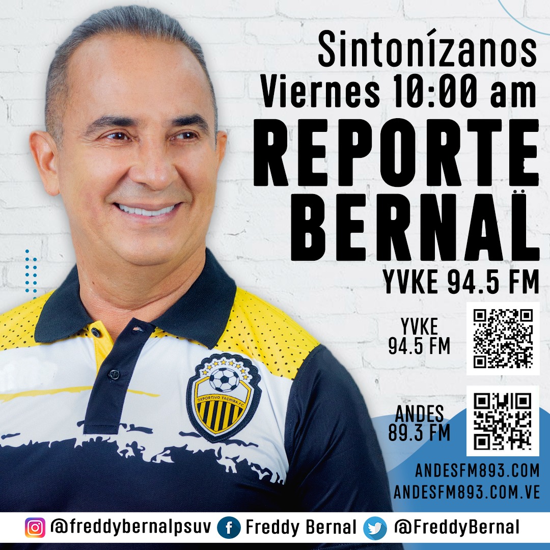 clapmariscal's tweet photo. Viernes informativo sintoniza "Reporte Bernal" por @YvkeTachira 94.5FM a partir de las 10:00AM 
#BernalGobernador.

@NicolasMaduro @BermudezJoseA
 @arguelloyepfri @TrompizCarlos @Juntosxtachira1 https://t.co/7SAo8GouMN