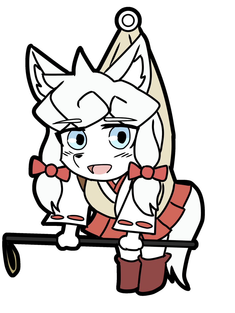 マコちゃんのお祓い棒は黒色変形型金属でできています 彼女の意思で自由に伸び縮みし ケノビ ケモノ研究家 のイラスト