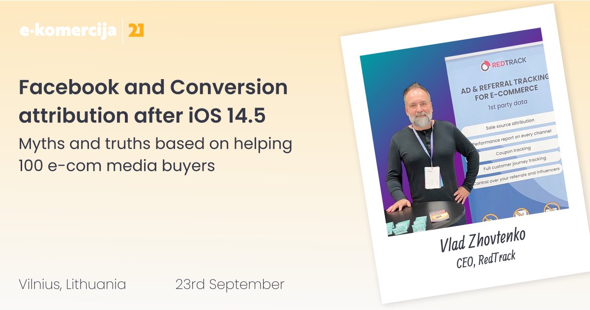 redtrackio's tweet image. Do you know what we do with our experience of solving FB tracking for 100+ eCom customers? We analyze, process, and share our findings 🚀

Vlad Zhovtenko, RedTrack&apos;s CEO, yesterday at the Konferencija E-Komercija (eCom conference) in Vilnius🔥

#eCom #facebookconversiontracking