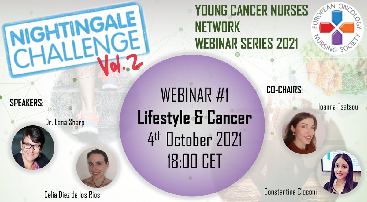 cancernurseEU's tweet photo. Register now for EONS YCN Nightingale Challenge Webinar 1: Lifestyle &amp; Cancer on Monday, 4 October @ 18:00 CET.

Join our top speakers:
@sharp_lena and @PotisDR.

Co-Chairs: @JoannaTsatsou and @ConstantinaCloc.

👉Register now: https://t.co/OMzxyK8hgO

Stay tuned with #ΕΟΝSycn. https://t.co/70iSSDi8tz