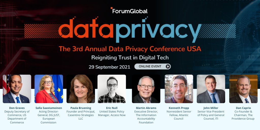 Forum_Global's tweet photo. The 2nd session at this year's #DataUSA21 Conference next week will focus on achieving an interoperable privacy mechanism for a renewed transatlantic digital relationship, with a high level fireside chat &amp; panel discussion.

Register your place now ➡️ https://t.co/cBydsQPWWW https://t.co/msuebBULCj