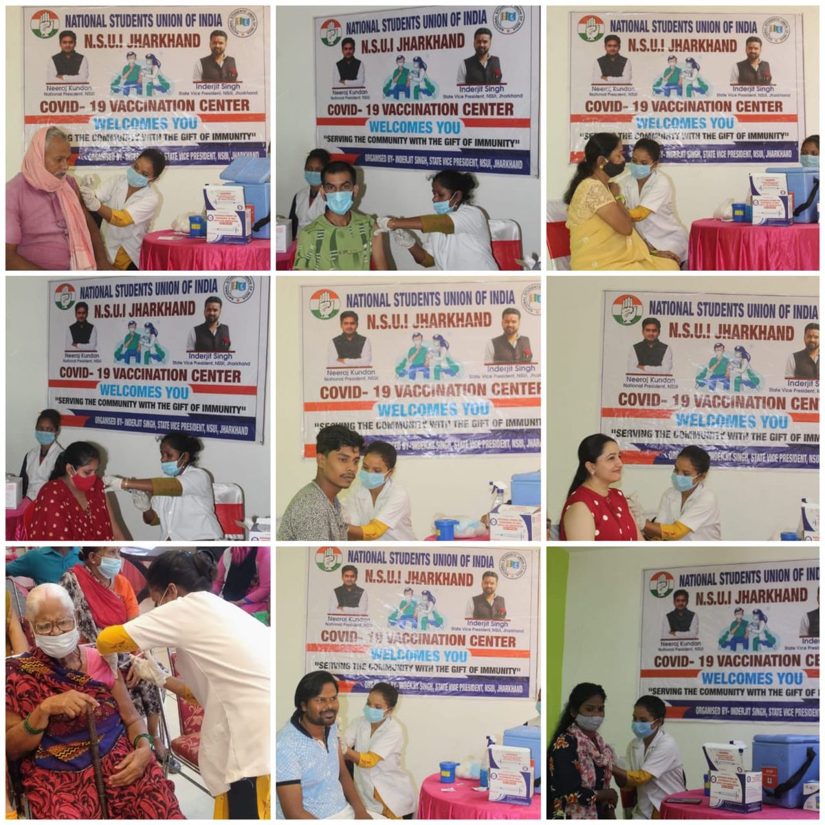 VandanaArushi's tweet photo. झारखंड NSUI के प्रदेश उपाध्यक्ष @InderjitINC के नेतृत्व में #COVID19 वैक्सीनेशन कैम्प लगाया गया , जिसमे 200 लोगो ने वैक्सीन लिया ।कैंप की शुरुआत  झारखंड सरकार के स्वास्थ्य मंत्री@BannaGupta76 जी ने फीता काट कर कैंप का उद्धघाटन किया। @HemantSorenJMM @SinghRPN @RajeshThakurINC https://t.co/FBNXErj0JV