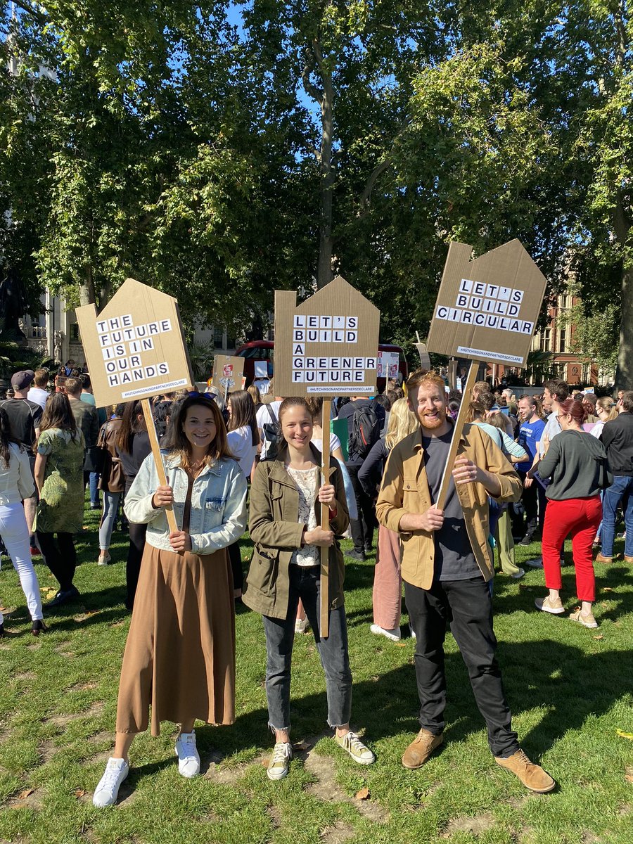 The @hutchinsonandp sustainability team, from our London and Berlin studios, are attending the global climate strike to say that we believe in a more sustainable future, based on care, consideration and knowledge #fridaysforfuture #architectsdeclare #hutchinsonandpartnersdeclare