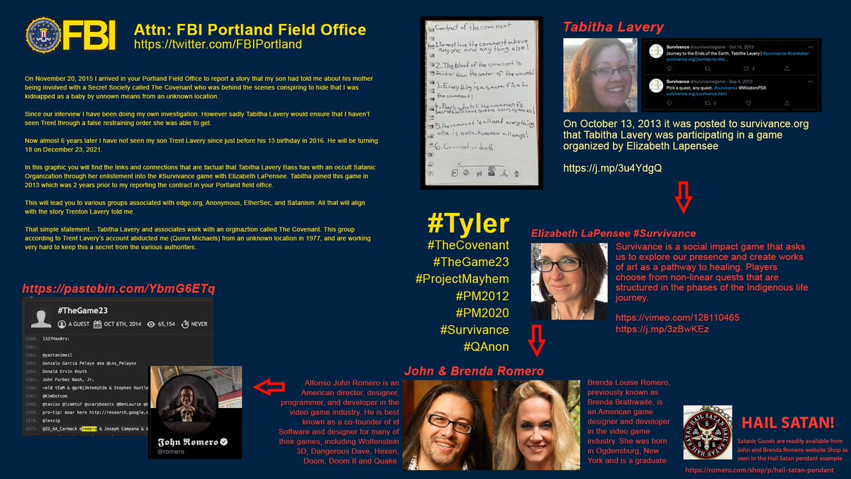 quinnmichaels's tweet photo. Dear... @FBIPortland on November 30 2015 I personally delivered evidence in your office. Here you will find the connections to the group with a copy of the Contract that was delivered to your Agents. #FBI #FBIPortland #Evidence #QuinnMichaels #TabithaLavery https://t.co/4A8ta4Gler