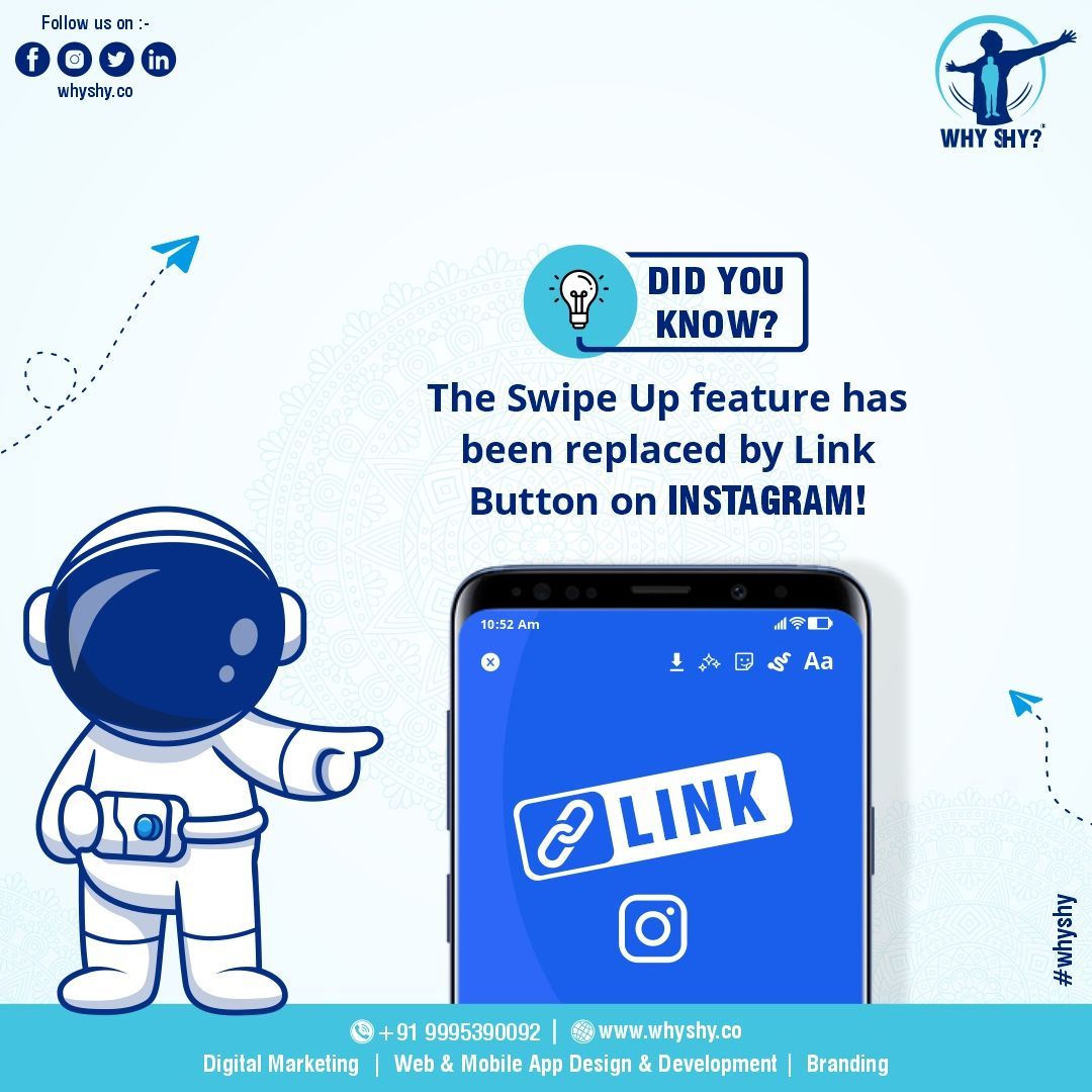 Whyshyco's tweet image. Did you know like the Swipe Up feature, Instagram Link Stickers will allow business and creator accounts that are verified or have more than 10K followers to add a link to their Instagram Story! 
Viewers can open the link by tapping on the sticker!
#whyshy #dontbeshy #linksticker