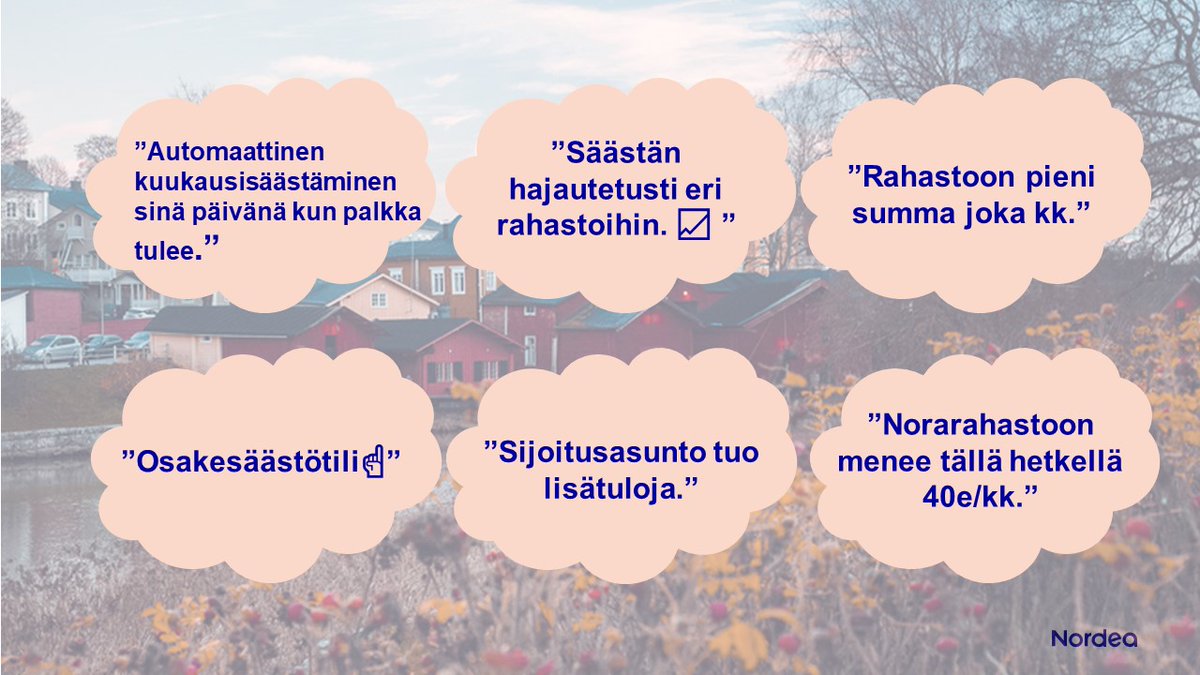 Nordea_Aspa's tweet photo. Pidentämällä laina-aikaa ja laittamalla erotuksen säästöihin, voit kerryttää jo mehevät säästöt lainan loppumiseen mennessä. 🤑 

Kysyimme Instagramissa, millä tavalla asiakkaamme säästävät asuntolainan ohella, lue vastaukset alla olevasta kuvasta. 😊👇 

https://t.co/jfe8YurrSp https://t.co/pIXnFLCDe9