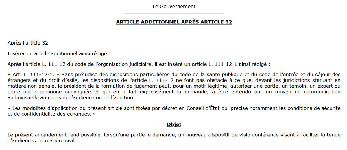 PJanuel's tweet photo. #PJLEDM Le gouvernement souhaite, qu'en justice civile, les parties qui souhaitent être audiencées par visio-conférence et qui ont un motif légitime puissent l'être.
https://t.co/t6CbxYT02T
(notamment en cas de déplacements d’enfant ou de déplacements lointain) https://t.co/NtspLbVdHQ