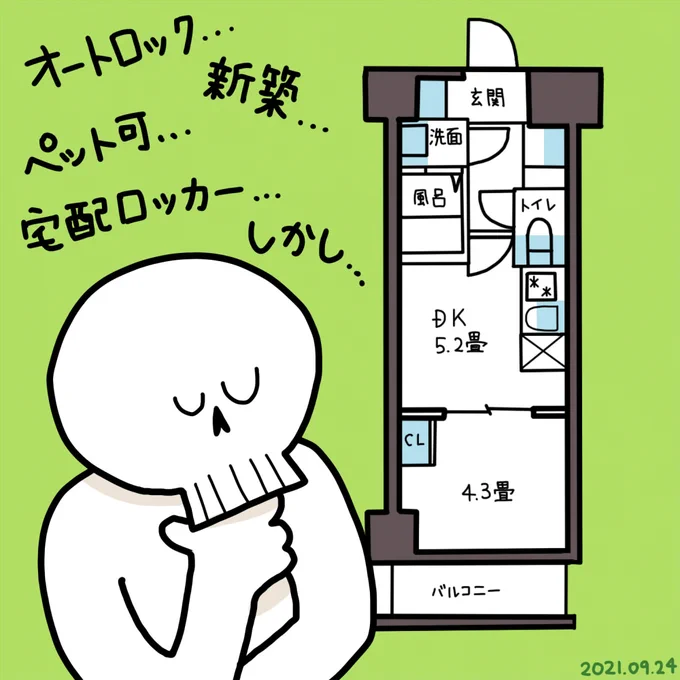 2021年9月24日(金) シャの近くに完成した賃貸マンションをスーモで調べてみたら 25平米の1DKが家賃12万円以上でびっくり どういう人が住むんだ……