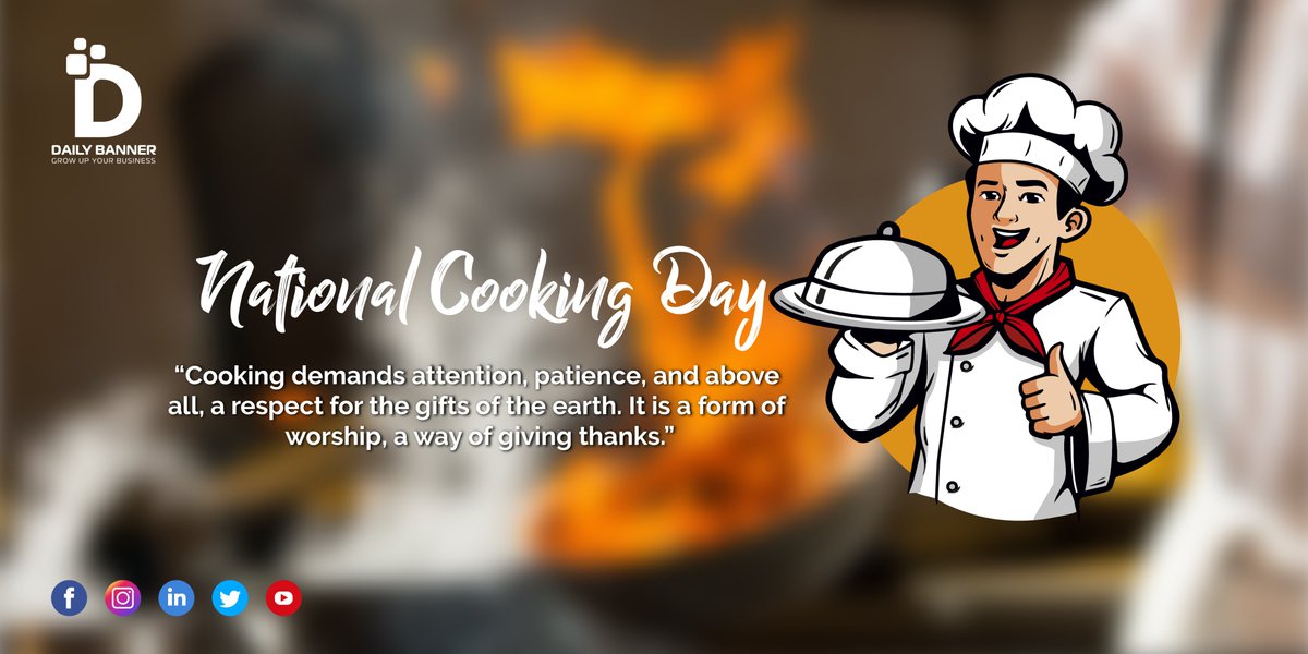 dailybannerapp's tweet photo. Cooking is an art. We're so thankful to be part of our home... and cooking adventures! cook up a delicious meal! Enjoy the cooking day
#DailyBannerApp #NationalCookingDay #CookingDay #Food #cook #meal #Cooking #cooked #cookmeal #enjoycooking #cookathome #cookdelicious https://t.co/04FAi7oGz7