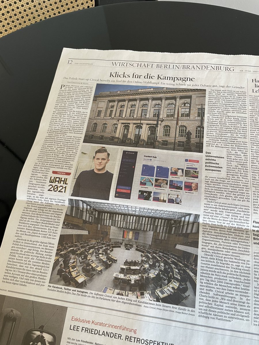 Heute auf einer Seite im <a href="/Tagesspiegel/">Tagesspiegel</a>      wie <a href="/civical_de/">Civical</a> Parteien und Kandidat:innen auf allen Ebenen befähigt. #btw21