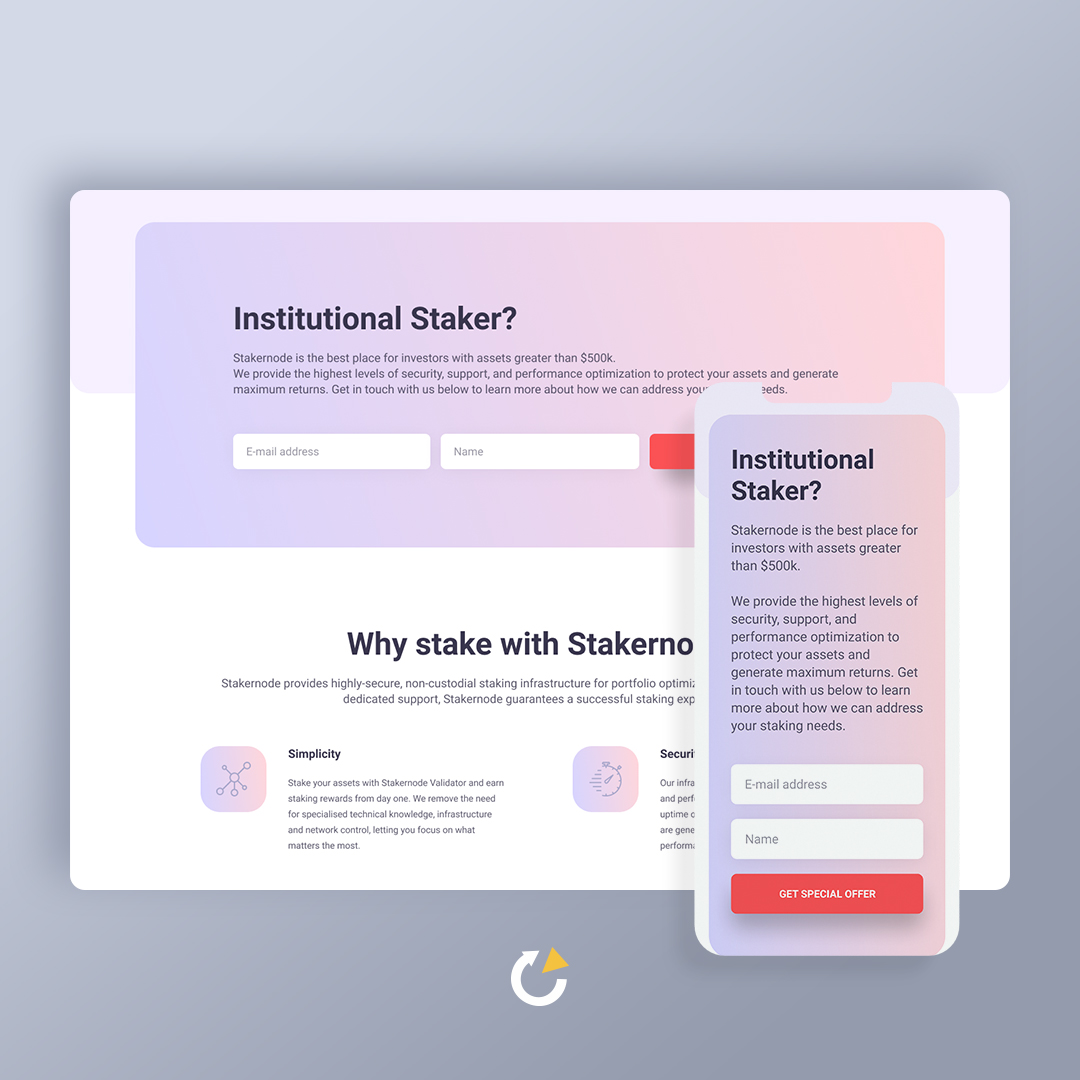 primecore_io's tweet photo. Stakernode helps institutional investors and regular token holders to profit off their crypto assets. 

Goal: Corporate website for Stakernode. https://t.co/PPMM7hHsZH https://t.co/xolJfKIQtM