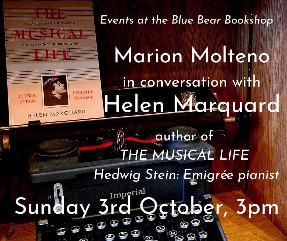 🎵 Join us on Sunday 3rd October for this delightful event with Helen Marquard at the Blue Bear Bookshop.