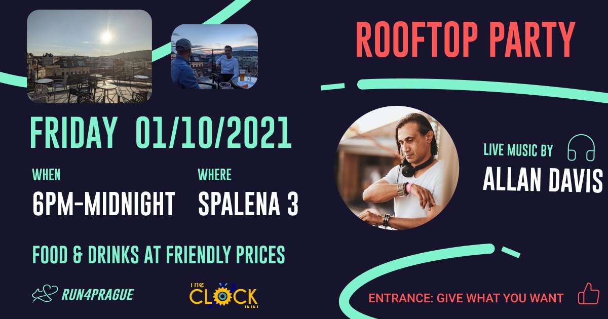 PragueRun4's tweet photo. Hi everyone!
To close the summer 2021 in style, we would love to invite you to our
rooftop party, right in the heart of Prague!
We are ready to welcome you on October 1st starting at 6pm, at the
fabulous rooftop of the brand new The Clock Inn Hostel.
#Prague https://t.co/lD0kKsk91G
