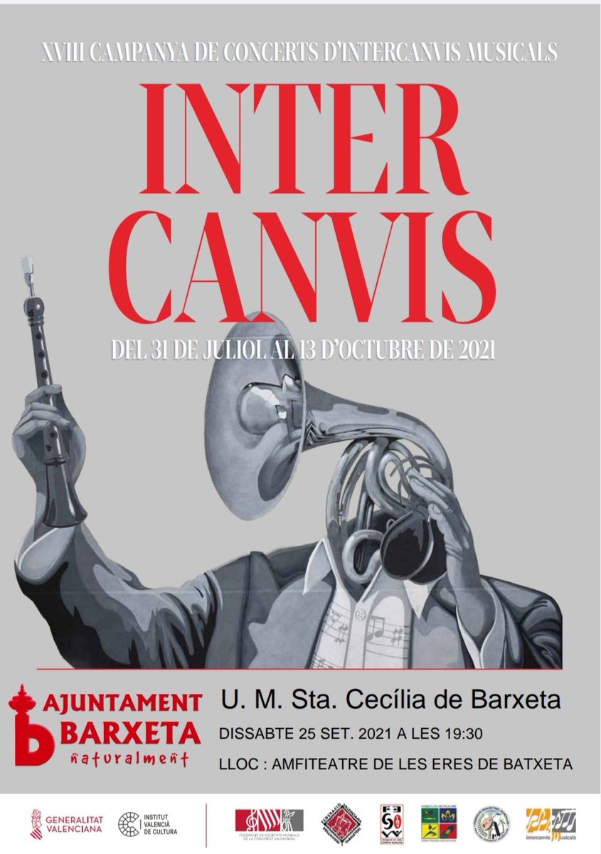 Dissabte carregat de Cultura.
- Inauguració de l'exposició "El fil de la por" dins del #ValènciaPerLaPau del <a href="/fonsvalencia/">Fons Valencià per la Solidaritat</a>. #TallemElFil
- Concert d'Intercanvis de la Unió Musical Santa Cecília de Barxeta.

#BarxetaNaturalment

 <a href="/TurismeCostera/">Turisme La Costera</a>