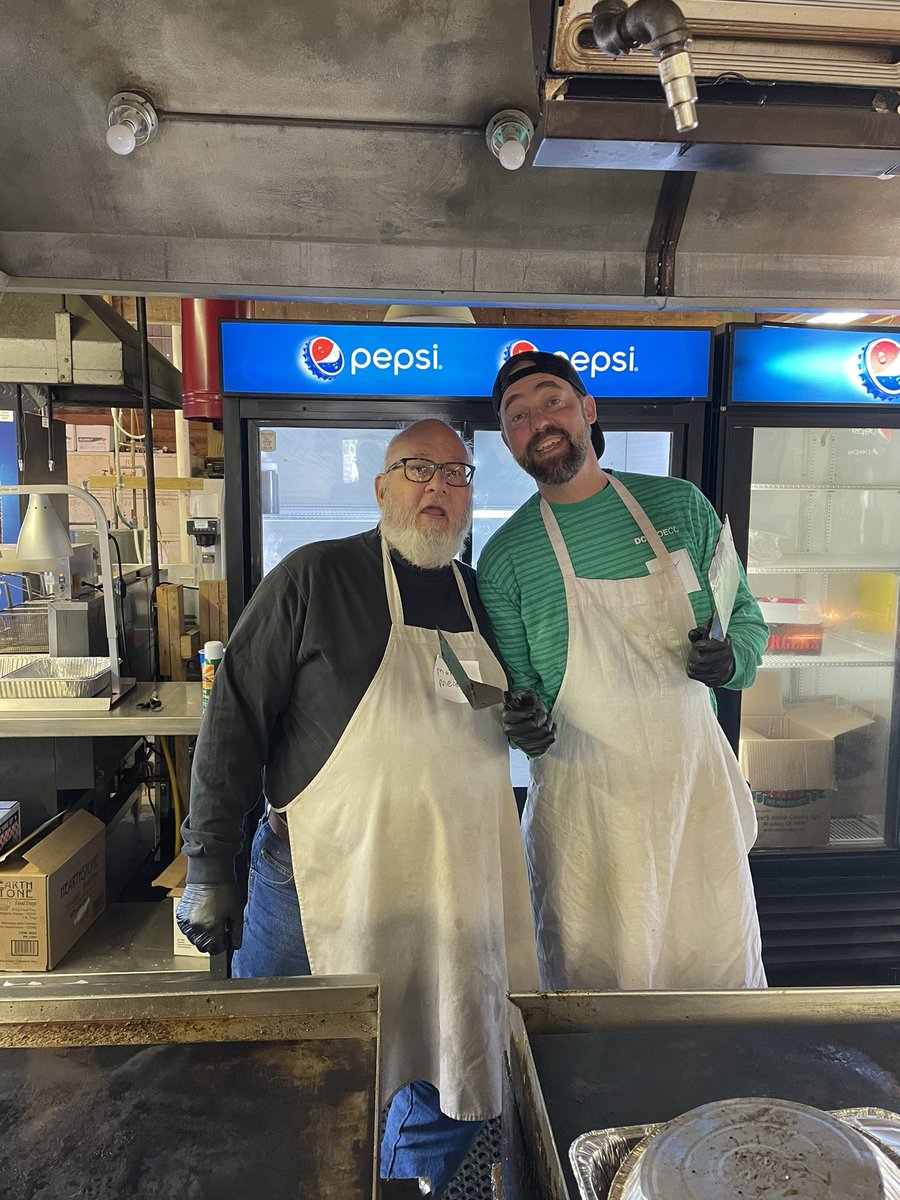 BVFairbooth's tweet photo. We had several volunteers working multiple shifts this year but a special shout out to Matt and Grant Meier. These rock stars were in here EVERY morning on the grill. Thank you guys!! https://t.co/k7IKoJ40kX