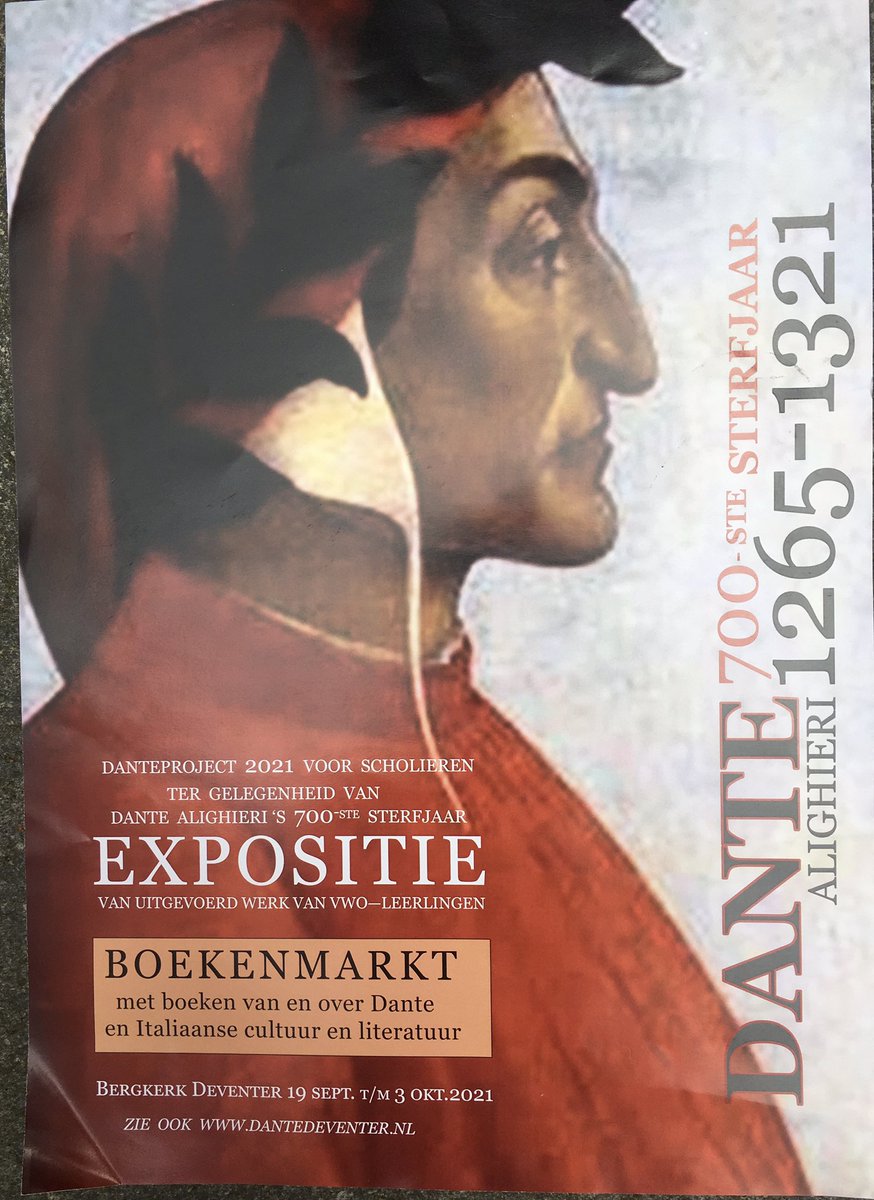 #Dante 700 bezoek onze #boekenmarkt in de #bergkerk in #Deventer georganiseerd door il comitato Dante Alighieri .Deventer. Werken van leerlingen van het #Veluws #College #Apeldoorn en het #Celeanum te #Zwole geven een impressie van Dantes meesterwerk ‘La divina Commedia’.