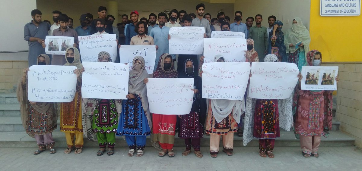 fighterofjustic's tweet photo. A walk in University of Turbat by Baloch Students Action Committee
Turbat University Unit against the PMC action
#WeRejectPmcMdcatTest2021 https://t.co/ySScdOwJ4e