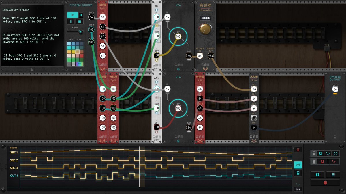 tigerauge0's tweet photo. [steam][TheSignalState] The Signal State、デモ版で感じた通り楽しい。ザクトロのSHENZHEN I/Oの影響を大きく感じるけれど、コードを書く場所はなく、変数がないなど限られた性能でやりくりするのが面白い。 #TheSignalState https://t.co/mIw3Euuebl