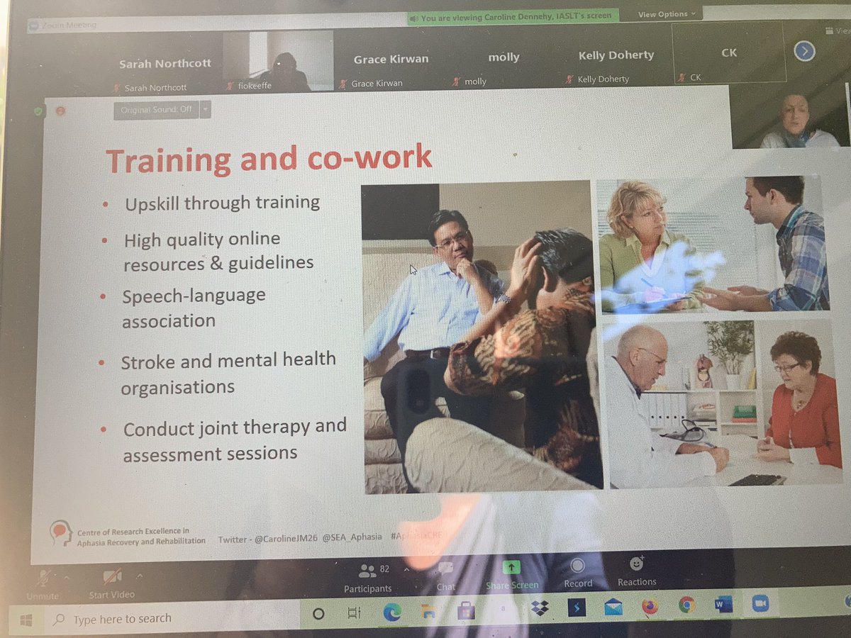 SarahNorthcott8's tweet photo. #iaslt Supporting Emotions in Aphasia webinar - beautiful talk by @CarolineJM26 emphasising collaborative psychological care/ co-working. Great to learn more about PRISM study on preventing depression &amp; anxiety &amp; supporting wellbeing in people with aphasia #AphasiaCRE https://t.co/IE6oZMVBha