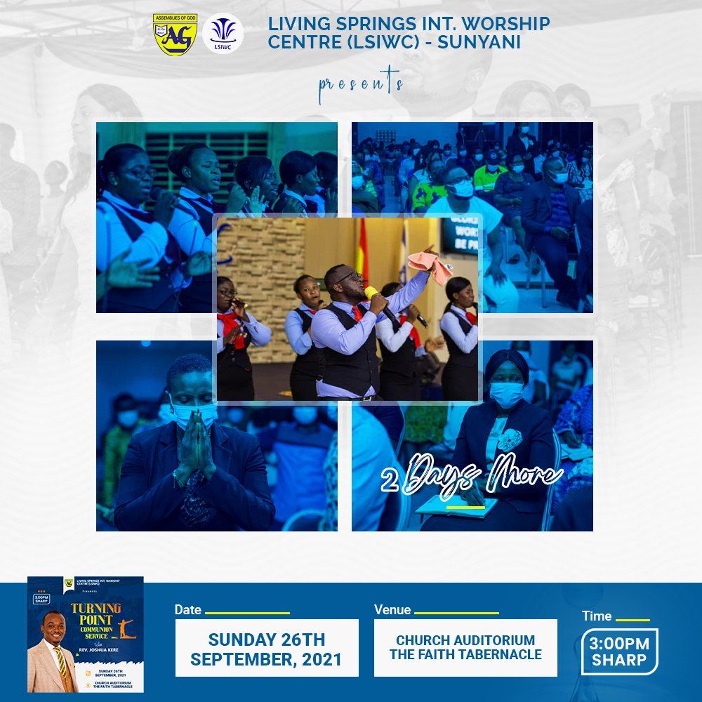 livingsprings_'s tweet photo. Turning Point (Communion services)
It's 3 DAYS MORE to go....
Please find attached details of the programs on the flyer.
#lsiwc
#thefaithtabernacle
#yearofharvest https://t.co/k3u5kDiNnA