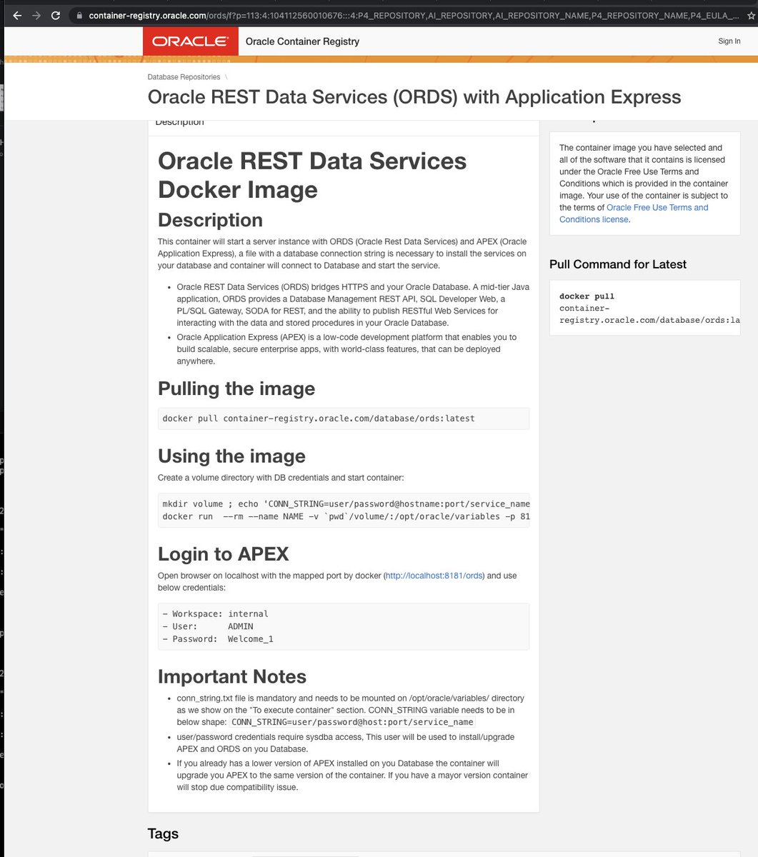 krisrice's tweet photo. Official @OracleREST + @OracleAPEX container is now live on the Oracle Container Registry 

docker pull
https://t.co/CKbxMI2oiB https://t.co/5LrL6zOKBL